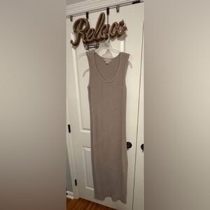 Barefoot Dreams Tan Sheath Dress Sleeveless Crew Neck Casual
